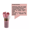 Conjunto de Utensilios Silicone 8 Peças com Cabo de Madeira Cor:rosa - 2