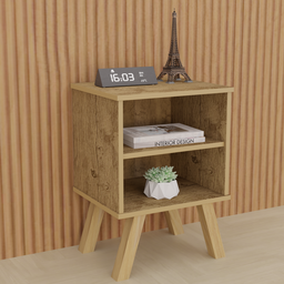 Mesa de Cabeceira Gênesis Freijó - Nicho / Prateleira Mdf Pé de Madeira - 5