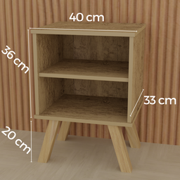 Mesa de Cabeceira Gênesis Freijó - Nicho / Prateleira Mdf Pé de Madeira - 2