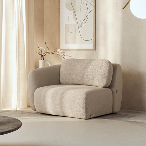 Sofá Modular 100cm com Braço Esquerdo Orla CabeCasa MadeiraOriginals Dourado Areia