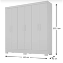 Ver imagem 2 de Guarda Roupa Casal Lancaster 6 Portas 3 Gavetas Branco - Rodial