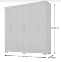 Ver imagem 2 de Guarda Roupa Casal Lancaster 6 Portas 3 Gavetas Branco - Rodial