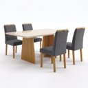 Ver imagem 2 de Conjunto de Mesa 4 Lugares Lyra com Tampo em MDF e Vidro Cinamomo e Off White