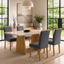 Ver imagem 1 de Conjunto de Mesa 4 Lugares Lyra com Tampo em MDF e Vidro Cinamomo e Off White