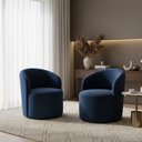 Ver imagem 1 de Kit 02 Poltronas Curva Orgânica Nature Gaia Veludo Azul Marinho - Montanaris Decor
