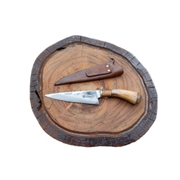 Kit Churrasco Tábua Peroba Rosa e Faca Aço Carbono e Bainha - 1