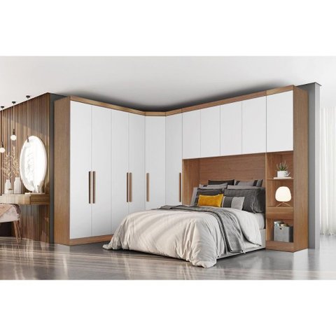 Quarto Bari Rizon 5 Peças 1 Armário Ponte 1 Closet 2 Guarda Roupas 1 Complemento Freijó-fendioff