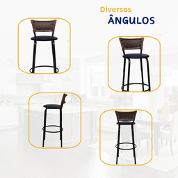 Kit 3 Banquetas para Cozinha Banco Alto Junco Argila Balcão Ilha Bancada Bares Piscina Área Gourmet - 4