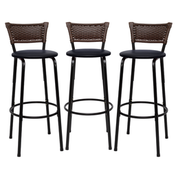 Kit 3 Banquetas para Cozinha Banco Alto Junco Argila Balcão Ilha Bancada Bares Piscina Área Gourmet - 1