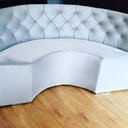 Ver imagem 2 de POLTRONA SOFÁ CANTO ALEMÃO EM U 1,82 VELUDO CINZA CAPITONE COSTURADO / SOFA DE CANTO SKU9 O REI DAS