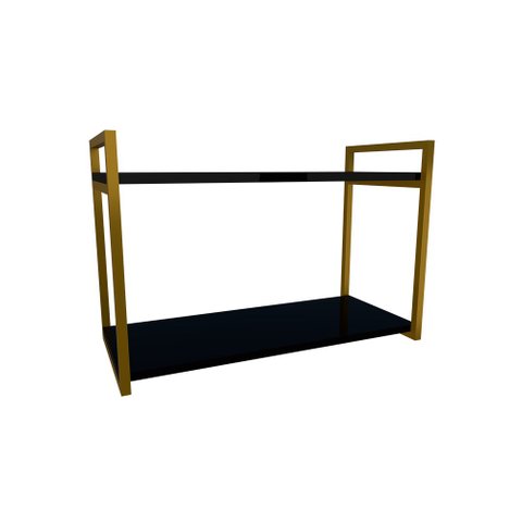 Nicho Industrial 2 Prateleiras Bahamas Ferro Dourado Tampo Preto 60cm