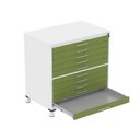 Ver imagem 4 de Mapoteca 10 Gavetas 120,4cm x 122,3cm Aço Cinza Branco/Verde Miró