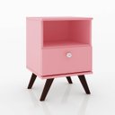 Ver imagem 2 de Mesa de Apoio Retrô 40 X 58 Cm 01 Gaveta Nicho Mdp Rosa - Clicklar