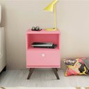 Ver imagem 1 de Mesa de Apoio Retrô 40 X 58 Cm 01 Gaveta Nicho Mdp Rosa - Clicklar
