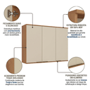 Ver imagem 4 de Armário de Cozinha Aéreo Modulado 100% MDF 3 Portas 120cm Princess Yescasa Freijó/Areia Bege