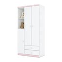 Ver imagem 1 de Guarda Roupa Infantil 03 Portas 02 Gavetas Henn Branco Ou Branco Com Rosa Chá