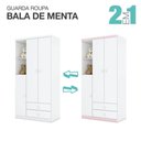 Ver imagem 5 de Guarda Roupa Infantil 03 Portas 02 Gavetas Henn Branco Ou Branco Com Rosa Chá