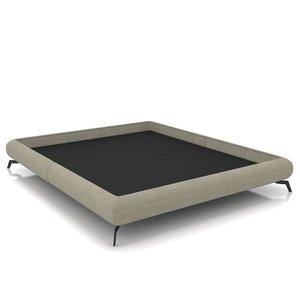 Cama Queen Base Box 158x198cm Pés de Ferro Cold P02 Linho Bege - Mpozenato