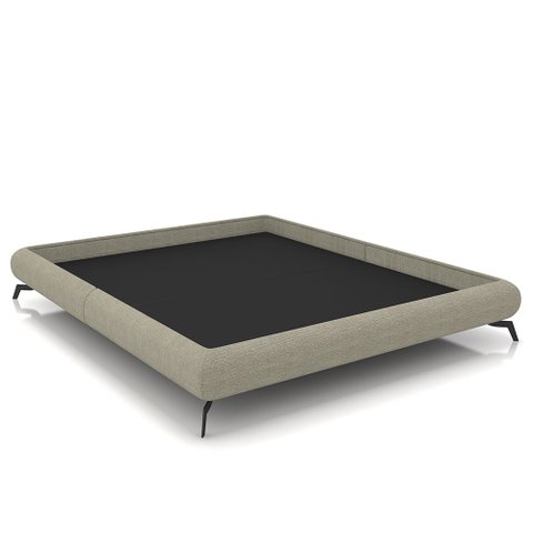 Cama Queen Base Box 158x198cm Pés de Ferro Cold P02 Linho Bege - Mpozenato