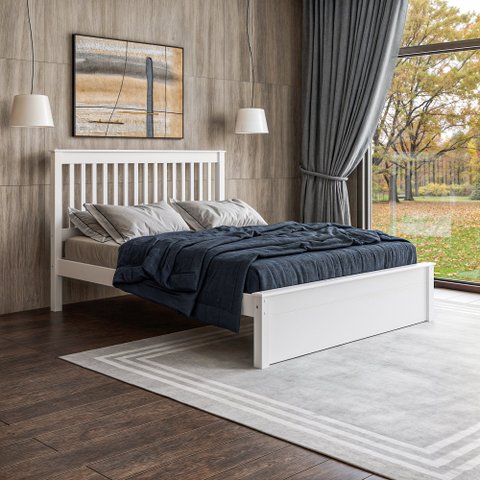 Cama Queen em Madeira Maciça Mv Branco