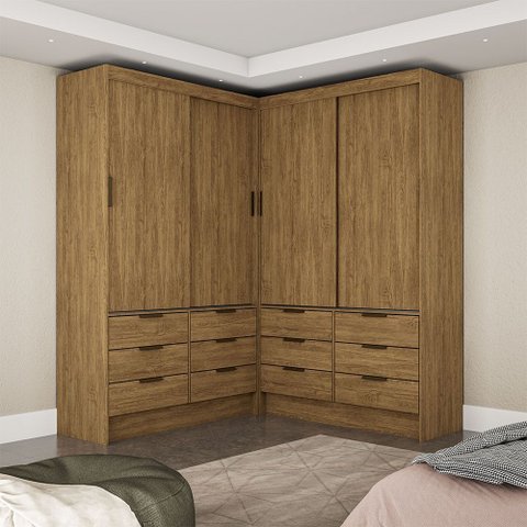 Closet Casal Duplo Sevilha 4 Portas 12 Gavetas Carioca Móveis