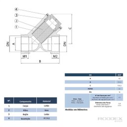 Filtro Tipo Y Industrial de 2.1/2 de Latão Forjado com Tela em Aço Inox Alta Durabilidade Ivm Italy - 3