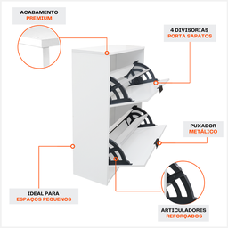 Porta Sapatos Decorativo Organizador 2 Portas Basculantes Mdf Quarto Sala Banheiro Suporte Versatil - 3