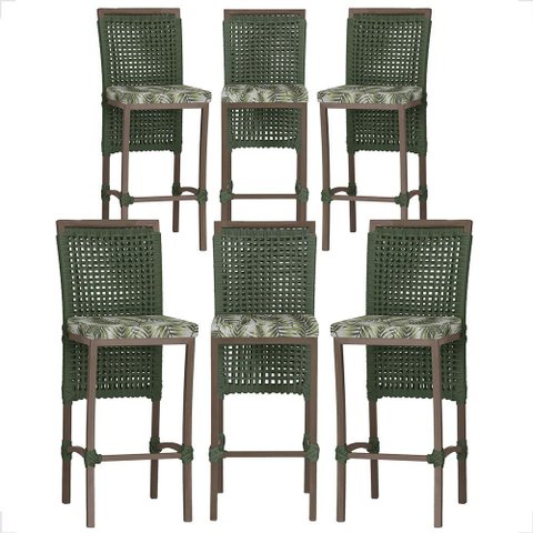 6 Banqueta em Alumínio Roma Fendi Corda Náutica Tecido 5