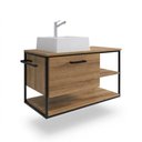 Ver imagem 1 de Gabinete Suspenso Banheiro Placaeponto Mel 80cm com Cuba Preto/mel