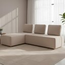 Ver imagem 1 de Sofá 3 Lugares com Chaise 222cm Rovier Veludo Bege Z32 - Mpozenato