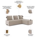 Ver imagem 3 de Sofá 3 Lugares com Chaise 222cm Rovier Veludo Bege Z32 - Mpozenato