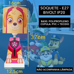 Abajur Luminária Mesa Led Infantil Skye Patrulha Canina - 6