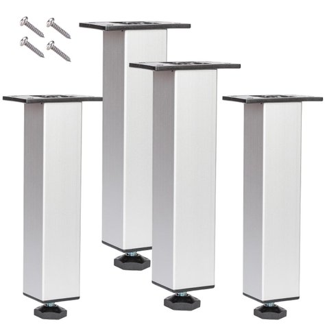 Kit 4 Pé Alumínio 17cm Fosco Cozinha Móveis 40x40 Regulável