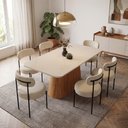 Ver imagem 1 de Mesa Jantar Vidro 160cm Off Kit 6 Cadeiras Aço Preto Napoli Bege H02 - D'Rossi