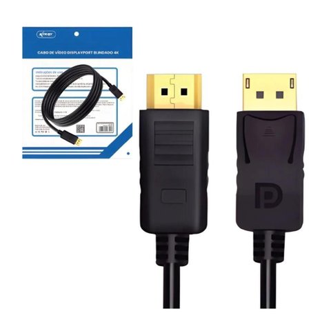Cabo Displayport 1.2 - 3 Metros - Preto - Knup Kp-yp5006