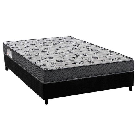 Cama Box Viúva: Colchão Anatômico Ortobom D33/EP Fort Tech ISO 100 + Base CRC Suede Black(