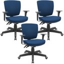 Ver imagem 1 de Kit 3 Cadeiras de Escritório Executiva Office Giratória Preto Baixa Flexi P03 Poliéster Azul - Lyam