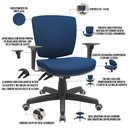Ver imagem 4 de Kit 3 Cadeiras de Escritório Executiva Office Giratória Preto Baixa Flexi P03 Poliéster Azul - Lyam