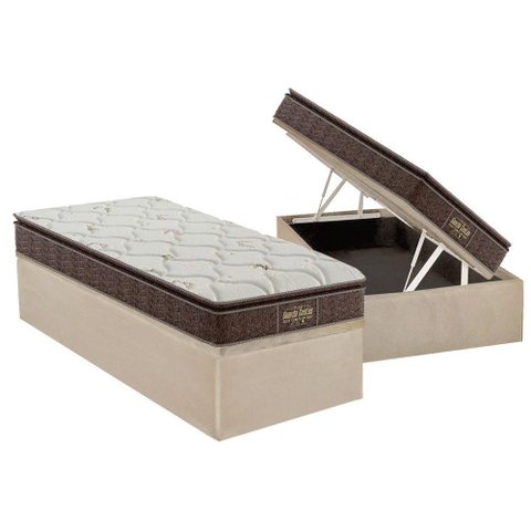 Cama Box Baú Solteiro: Colchão Ortopédico Probel Guarda Costas Extra Firme + Base CRC Suede Clean