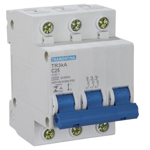 Disjuntor Din Tr3Ka Tripolar C 25A Tramontina - Unico