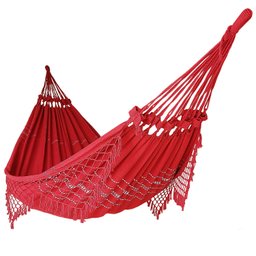 Rede de Dormir Casal Balanço de Algodão Reforçada 3,80m x 1,50m Varias Cores:Vermelha - 1