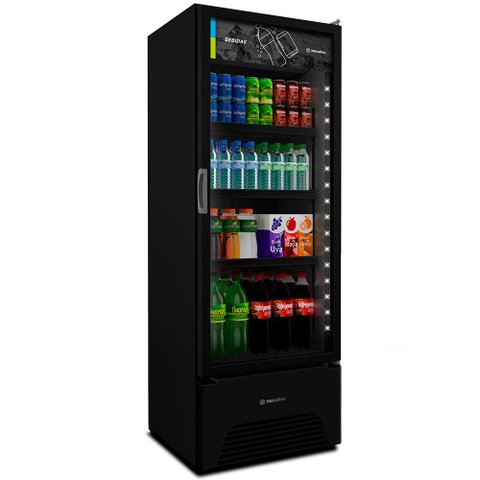 Visa Cooler Refrigerador de Bebidas Vertical 2 a 8ºc 370/403l Vb40ah 127v All Black Metalfrio