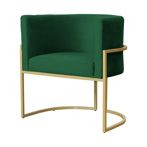 Poltrona Luana Veludo Verde Base Metálica Dourada - Vallisa Decor