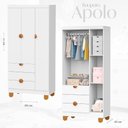 Ver imagem 4 de Guarda Roupa Infantil Apolo 3 Portas 3 Gavetas Branco Fosco - Reller
