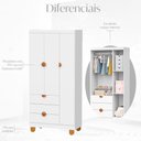 Ver imagem 3 de Guarda Roupa Infantil Apolo 3 Portas 3 Gavetas Branco Fosco - Reller