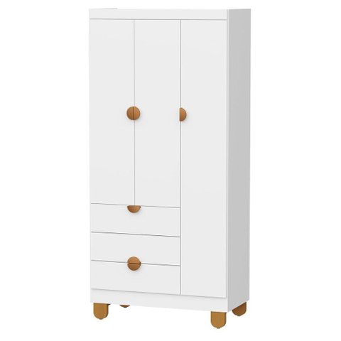Guarda Roupa Infantil Apolo 3 Portas 3 Gavetas Branco Fosco - Reller