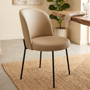 Ver imagem 3 de Cadeira Decorativa Sala de Jantar Elegance Base Preta Courino Bege - Montanaris Decor