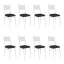 Ver imagem 1 de Kit 8 Cadeiras de Cozinha Virginia Corino Preto Pés de Ferro Branco - Pallazio