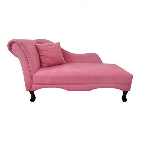 Recamier Divã Estofado Direito de Quem Senta Olivia Suede Rosa Barbie - Incasa Decor