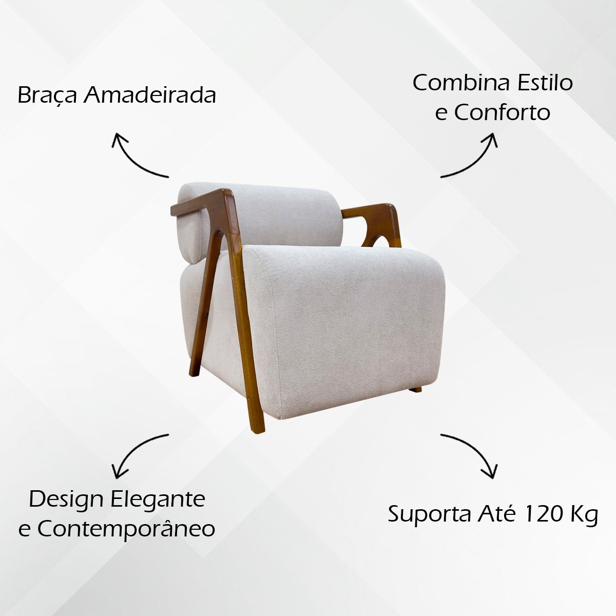 Kit 2 Poltronas Decorativas para Sala Chloe Bouclé Persa Premium Cores - 8